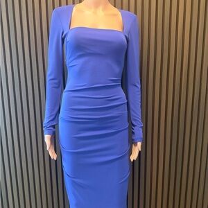 Nicole Miller Royal Blue/Purple Long Sleeve Midi Dress
